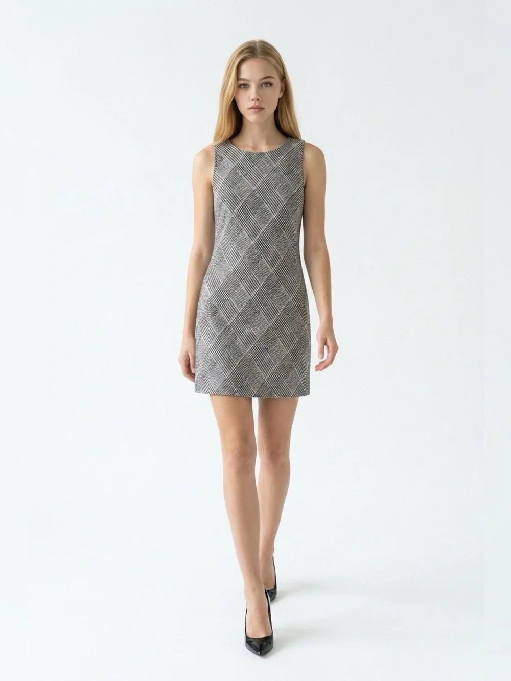 Banana Republic Gray Plaid Sleeveless Mini Dress